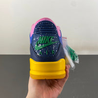 Low Top Sneakers, Royal Blue Green Pink Colorway, Lace Up Design, Casual Gift for Sneaker Fans