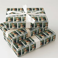 Retro Christmas Wrapping Paper, Vintage Snowman Postage Stamp Wrapping Paper, Nostalgic Holiday Gift Wrapping Paper, Winter Xmas Gift Wrap