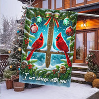 Winter Memorial Bird Yard Flag, I Am Always with You Cardinal Christmas Garden Flag, Double-Sided Holiday Lawn Banner Flag