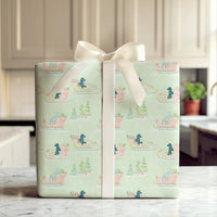 Watercolor Poodle Sleigh Gift Wrap, Black Poodle Wrapping Paper, Adorable Dog Christmas Wrapping Paper, Black Poodle Holiday Gift Wrap Paper