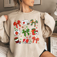 Medical Bow Holiday Sweater, Coquette Nurse Christmas Sweatshirt, RN Adorable Xmas Crewneck, Nursing Student Pullover, Nurse Holiday Sweatshirt