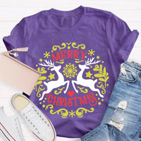 Festive Reindeer Holiday Graphic Tee, Christmas Elk T-Shirt, Winter Deer Shirt, Adorable Merry Christmas Animal T-Shirt, Xmas Apparel