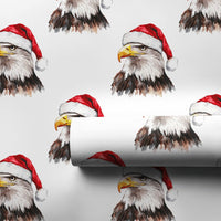Santa Hat Eagle Gift Wrap Roll, Patriotic Bald Eagle Christmas Wrapping Paper, Holiday Bird Wrapping Paper, American Patriotic Gift Wrap