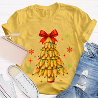 Red Bow Holiday Teacher Shirt, Pencil Christmas Tree T-Shirt, Adorable Winter Educator Graphic Tee, Back to School Xmas Party Present
