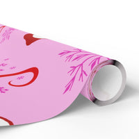 Christmas Snowflake Swirl Gift Wrap, Pink Santa Wrapping Paper, Retro Holiday Wrapping Paper, Adorable Xmas Holiday Gift Wrapping Paper