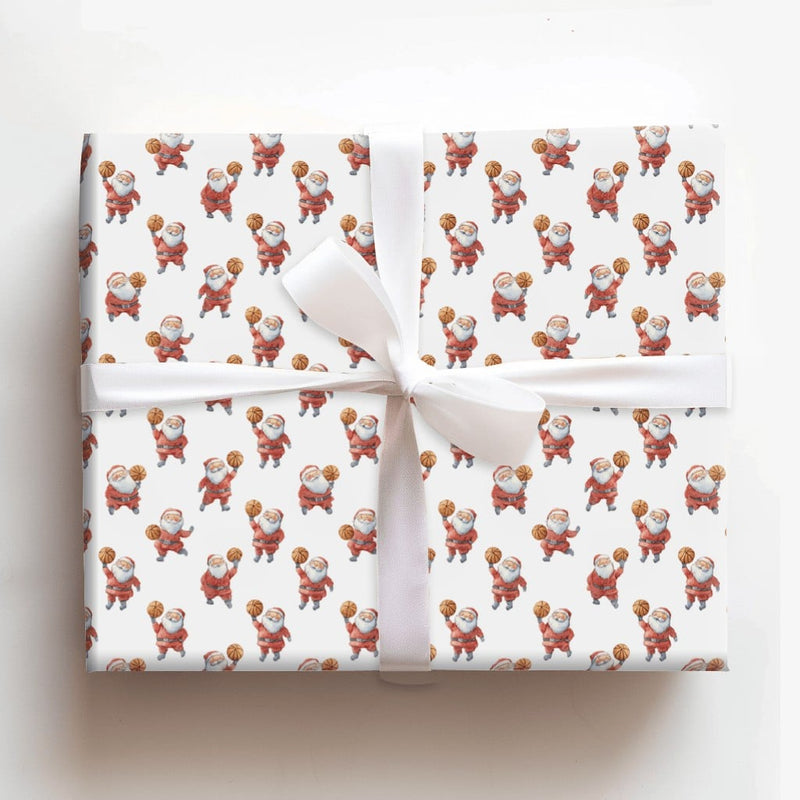 Sports Santa Claus Gift Wrap, Basketball Santa Wrapping Paper, Holiday Basketball Wrapping Paper, Retro Christmas Present Wrapping Paper