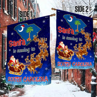 Santa Is Coming SC Flag, South Carolina Christmas Garden Flag, Double Sided Palmetto Holiday Garden Flag, Festive Southern Yard Decor