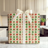 Red Green Holiday Gift Wrap, Rustic Christmas Ornament Wrapping Paper, Festive Xmas Wrapping Paper, Holiday Present Decor