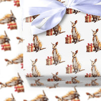 Watercolor Holiday Kangaroo Gift Wrap, Christmas Kangaroo Wrapping Paper, Australian Animal Present Wrap, Festive Kangaroo Wrapping Paper