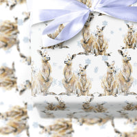 Joey Snowflakes Gift Wrap, Watercolor Kangaroo Christmas Wrapping Paper, Australian Animal Holiday Paper, Adorable Winter Holiday Present Wrap