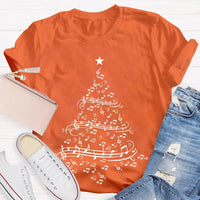 Holiday Musician Graphic Tee, Musical Notes Christmas Tree Shirt, Merry Christmas Music Lover Shirt, Music Teacher Holiday Present