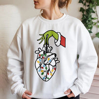 Festive Nurse Holiday Crewneck, Christmas Anatomy Heart Sweatshirt, Holiday Lights Medical Sweatshirt, Anatomical Heart Pullover Sweatshirt