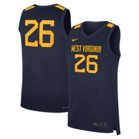 #26 Navy West Virginia Mountaineers Road Replica Basketball Jersey