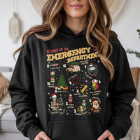 Humorous ER Nurse Christmas Hoodie, 12 Days of Emergency Department Hoodie, Medical Staff Holiday Hooded Sweatshirt, ER Doctor Hospital Hoodie