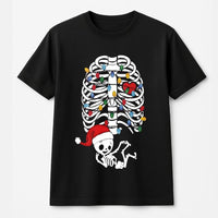Skeleton Baby Holiday Lights Tee, Christmas Pregnancy T-Shirt, Humorous Maternity Xmas Shirt, Adorable Pregnancy Announcement T-Shirt, Baby Reveal