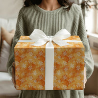Watercolor Winter Gift Wrap, Orange Snowflake Wrapping Paper, Golden Yellow Holiday Wrapping Paper, Warm Festive Christmas Wrapping Paper