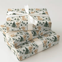 Snowy Pine Forest Dog Gift Wrap, Cockapoo Dog Christmas Wrapping Paper, Adorable Puppy Wrapping Paper, Winter Holiday Dog Lover Present Wrap