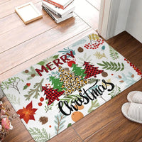 Merry Christmas Holiday Floor Mat, Christmas Tree Area Rug, Festive Winter Evergreen Carpet, Seasonal Home Accent