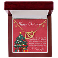 Romantic CZ Crystal Jewelry, Interlocking Hearts Necklace, Polished Surgical Steel Finish, Christmas Present for Girlfriend Wife