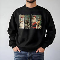 Retro Santa Snowman Sweatshirt, Vintage Christmas Sweatshirt, Reindeer Holiday Sweatshirt, Winter Xmas Crewneck Pullover, Festive Present