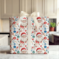 Watercolor Christmas Gift Wrap, Artist Santa Wrapping Paper, Paintbrush Holiday Wrapping Paper, Art Supplies Gift Wrap Roll