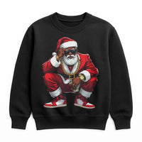 Hip Hop Streetwear Holiday Crewneck, Black Santa Christmas Sweatshirt, African American Santa Sweatshirt, Retro Xmas Graphic Sweatshirt