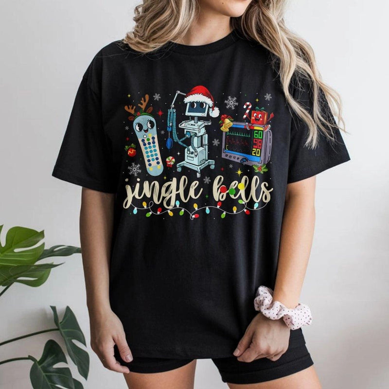 Medical Holiday Monitor Tee, Christmas Nurse T-Shirt, Adorable RN Cardiac Graphic Shirt, Nursing Student Christmas Top, Healthcare Present for Her