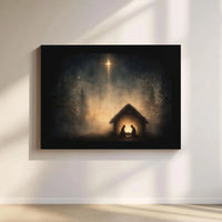 Holy Night Bethlehem Star Canvas, Nativity Scene Canvas Print, Religious Christmas Wall Art, Christian Holiday Canvas Decor Present