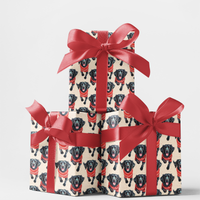 Dog in Sweater Gift Wrap, Flat-Coated Retriever Christmas Wrapping Paper, Watercolor Dog Present Paper, Festive Dog Lover Wrapping Paper