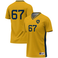 #1 West Virginia Mountaineers Lightweight Soccer Fashion Jersey - Gold