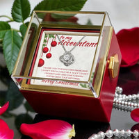 CZ Pendant Necklace, Accountant Love Knot Necklace, Rose Box Necklace, Heartfelt Accountant Appreciation Jewelry, Christmas Present for Her
