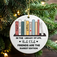 Library of Life Book Lover Ornament, Book Club Christmas Ornament, Reader Ceramic Tree Ornament, Holiday Bookish Keepsake, Reader Present