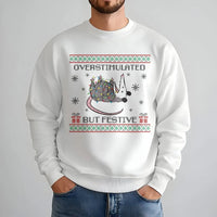 Humorous Opossum Christmas Crewneck, Overstimulated but Festive Possum Sweatshirt, Ugly Holiday Sweater Pullover, Adorable Animal Lover Sweatshirt