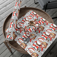 Coloring Page Design Gift Wrap, Christmas Santa Wrapping Paper, Adorable Girl Santa Wrapping Paper Roll, Festive Kids Holiday Present Wrap Paper