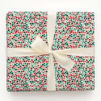 Festive Holiday Gift Wrap Paper, Watercolor Polka Dot Christmas Wrapping Paper, Winter Present Paper, Adorable Xmas Gift Wrap Roll