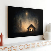 Star of Bethlehem Canvas Print, Nativity Scene Canvas Wall Art, Holy Night Silhouette Decor, Religious Christmas Wall Decor Present