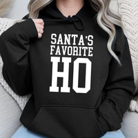 Humorous Christmas Party Hoodie, Santa's Favorite Ho Hoodie, Sassy Holiday Hooded Sweatshirt, Retro Xmas Hoodie, Sassy Holiday Present for Her