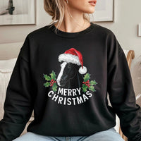 Santa Hat Equestrian Holiday Crewneck, Horse Christmas Sweatshirt, Festive Western Horse Lover Sweater, Adorable Xmas Animal Pullover
