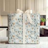 Winter Snowflake Dog Holiday Gift Wrap, Golden Retriever Christmas Wrapping Paper, Pine Berry Dog Lover Present Paper, Festive Gift Wrap