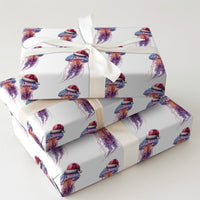 Coastal Holiday Gift Wrap, Jellyfish Christmas Wrapping Paper, Santa Hat Sea Life Present Wrap Roll, Ocean Lover Christmas Wrapping Paper