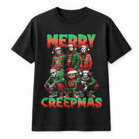 Scary Movie Villain Christmas Shirt, Merry Creepmas Horror T-Shirt, Humorous Creepmas Graphic Tee, Horror Holiday T-Shirt, Slasher Xmas Present