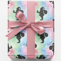 Watercolor Santa Gift Wrap, Santa Silhouette Wrapping Paper, Christmas Holiday Wrapping Paper, Festive Xmas Wrapping Paper