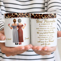 Gold Aesthetic Friendship Ceramic Mug, Best Friends Forever Leopard Print Mug, Soul Sister Coffee Mug, Birthday Christmas Present for BFF Women