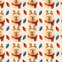 Reindeer Dog Holiday Gift Wrap, Chow Chow Christmas Wrapping Paper, Adorable Puppy Winter Paper Roll, Dog Lover Gift Wrap, Xmas Wrapping Paper