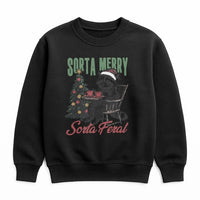 Humorous Christmas Animal Sweatshirt, Sorta Merry Sorta Feral Raccoon Sweatshirt, Sarcastic Holiday Crewneck, Winter Trash Panda Sweater