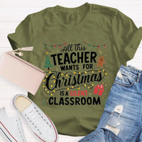 Humorous Holiday Educator Graphic Tee, Silent Classroom Teacher Christmas Shirt, Xmas School Humor T-Shirt, Winter Teacher Present