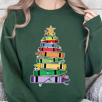 Crayon Tree Holiday Sweatshirt, Christmas Teacher Sweatshirt, Educator Winter Crewneck, School Teacher Xmas Pullover, Teacher Holiday Present