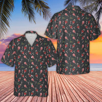 Festive Holiday Pattern Aloha Shirt, Christmas Candy Cane Hawaiian Shirt, Humorous Ugly Christmas Button Up Shirt, Winter Holiday Beach Shirt