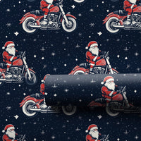 Motorcycle Santa Claus Gift Wrap, Biker Santa Wrapping Paper, Chopper Santa Holiday Paper, Biker Christmas Wrapping Paper, Biker Gift Wrap