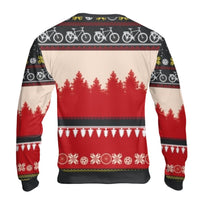 Humorous Cyclist Holiday Sweater, Mountain Biking Ugly Christmas Sweater, Bike Lover Ugly Sweater, MTB Crewneck Sweatshirt, Xmas Cycling Present